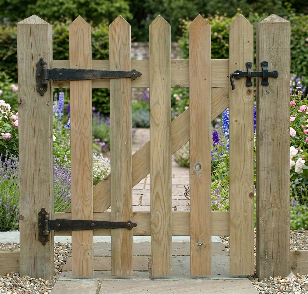 Palisade / Picket Gate Pointed Top - Fully Framed